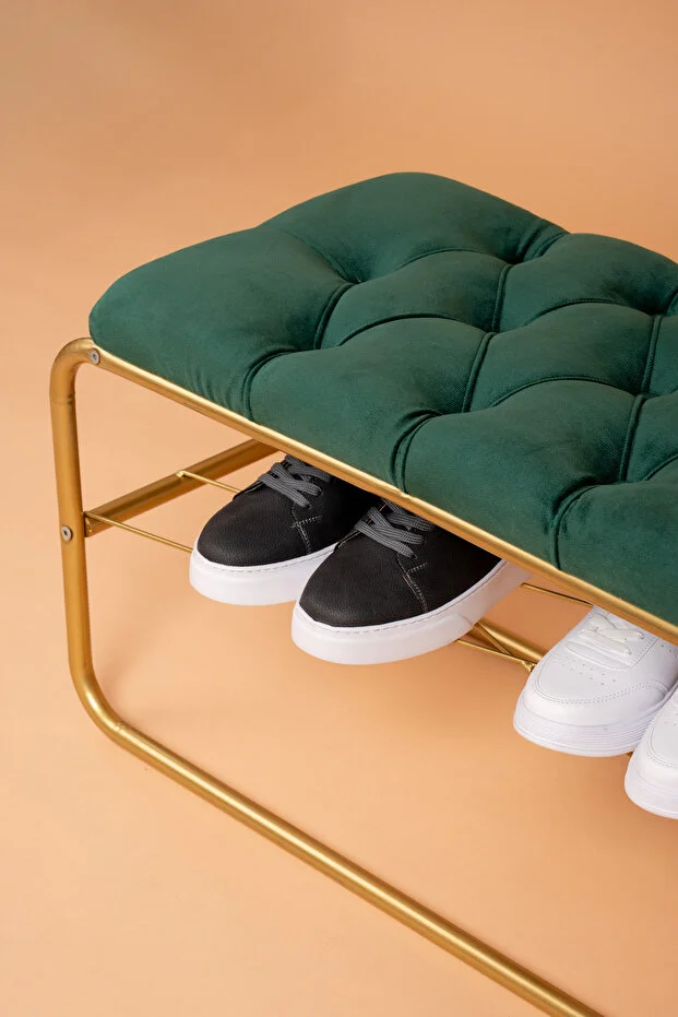 AYAKKABILIK PUF BENCH DÖŞEMELİ KAPI GİRİŞİ PUF KAPI GİRİŞİ DÜZENLEYİCİ DÜĞMELİ TEL RAFLI